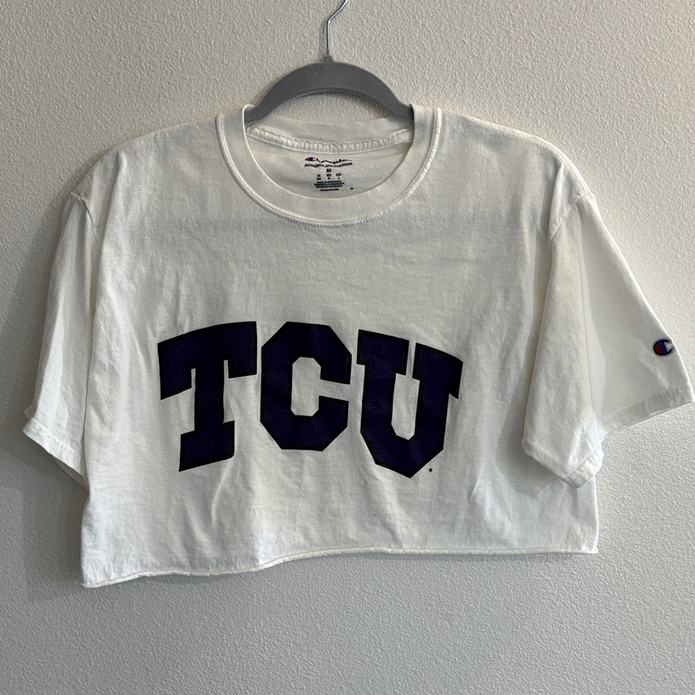 Champion White TCU Cropped Tee
